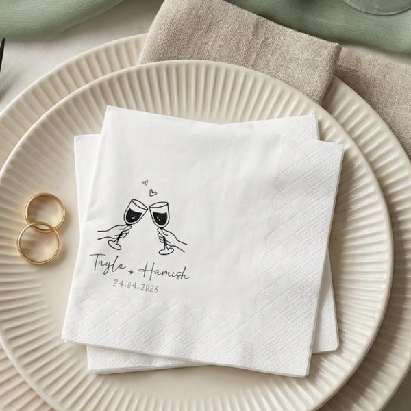 Custom Cocktail Napkins with Text - Personalized Wedding Cocktail Napkins - Bridal Shower & Engagement Party Decor