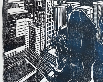 Superhero Linocut