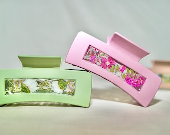 Flower Pressed & Resin Claw Clips