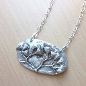 Flowering Sage Pendant, Precious Metal Clay, Fine Silver, Botanical Necklace, Flower Jewelry, Organic Nature, .999 Silver, Sterling Chain