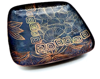 Tropicalia Dish, Enamel on Copper, OOAK One Of A Kind, Glass Enamel