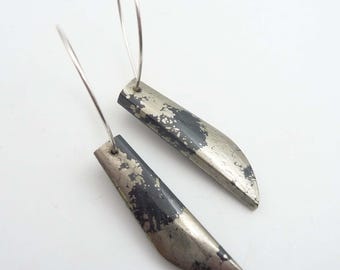 Apache Gold Blade Earrings, Gemstone Hoop Earrings, OOAK, One of A Kind, Power Protection Stone,