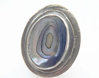 Abalone Tidepool Ring, Sterling Silver, Gemstone, OOAK, Statement Ring, Bezel Set, Nautical Ocean RESERVED