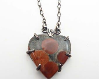 Peanut Obsidian Heart Pendant, Sterling Silver, Prong Setting, OOAK, Gemstone Necklace, Valentine, Love