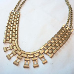Art Deco Cleopatra Necklace, Statement Necklace, Vintage Brass Chain, Egyptian Revival, Bib Necklace, Geometric Jewelry, Mid-Century Modern