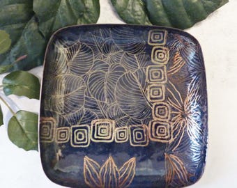 Tropicalia Dish, Enamel on Copper, OOAK One Of A Kind, Glass Enamel