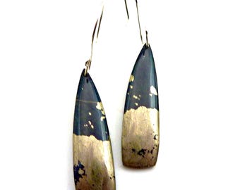 Apache Gold Triangle Earrings, Sterling Silver Wires, Gemstone Earrings, OOAK One of A Kind