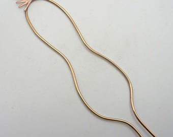 Sunshine Hair Fork, Hair Pin, Hand-forged Copper & Brass, Bun Holder, Hair Accessory, Mixed Metals, Updo, Chignon