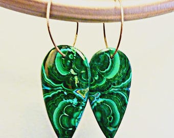Azurite-Malachite Hoop Earrings