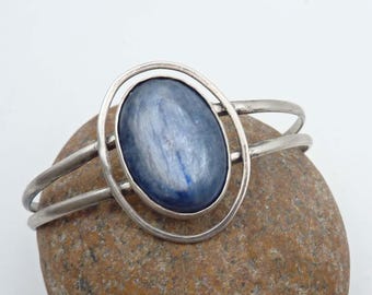 Luminous Kyanite Cuff, Sterling Silver, Gemstone Cuff Bracelet