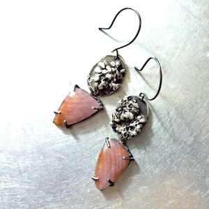 Pendientes de zafiro con flores silvestres, plata fina, plata de ley, piedra preciosa de corte rosa naranja
