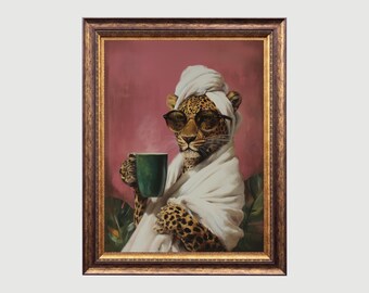 浮世絵風の豚のアート、おもしろい動物、| コーヒーの壁アート