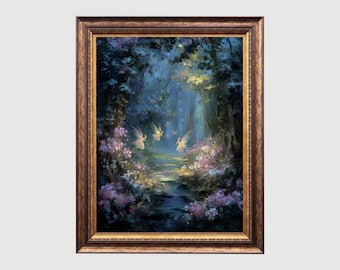 Enchanted Forest with Fairies | Fairytale Fantasy Wall Art, Magical Woodland Printable Decor, Nursery Decor