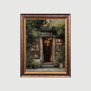 Stampa vintage della libreria: arredamento cottagecore Dark Academia (download digitale)