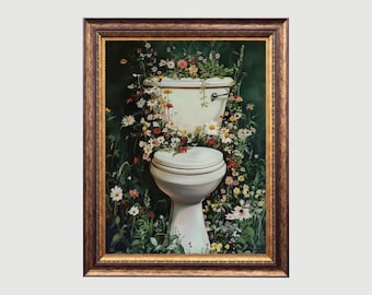 Lámina floral para baño: Arte vintage de flores silvestres para baño (descarga digital)