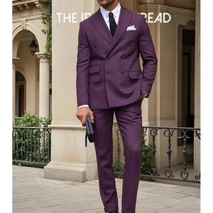 Regal Plum Double-Breasted Suit.