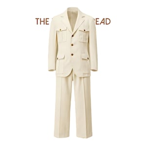 Men&#39;s Ivory Safari Suit – Premium 100% Linen Two-Piece Set.