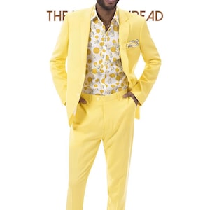 Sunshine Yellow Single-Breasted Notch Lapel Suit.