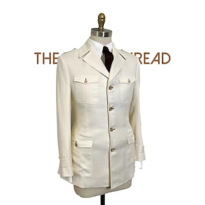 Men’s Ivory Cotton Twill Safari Jacket.
