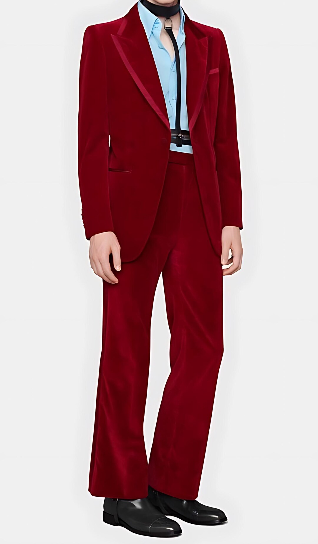 Men's Red and Black Lapel Two Button Dress Suit