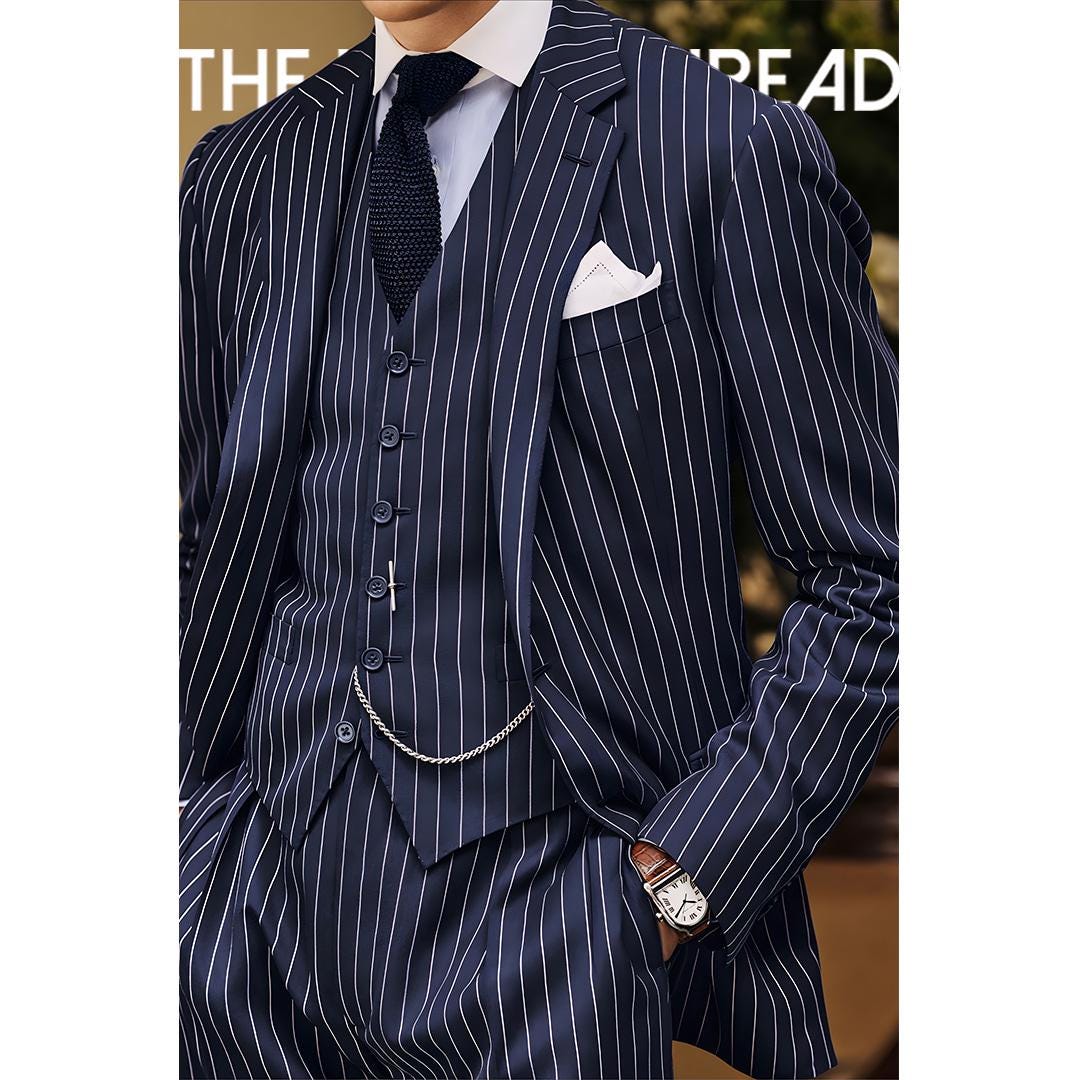 14538 Navy Blue Classic Suit For Men