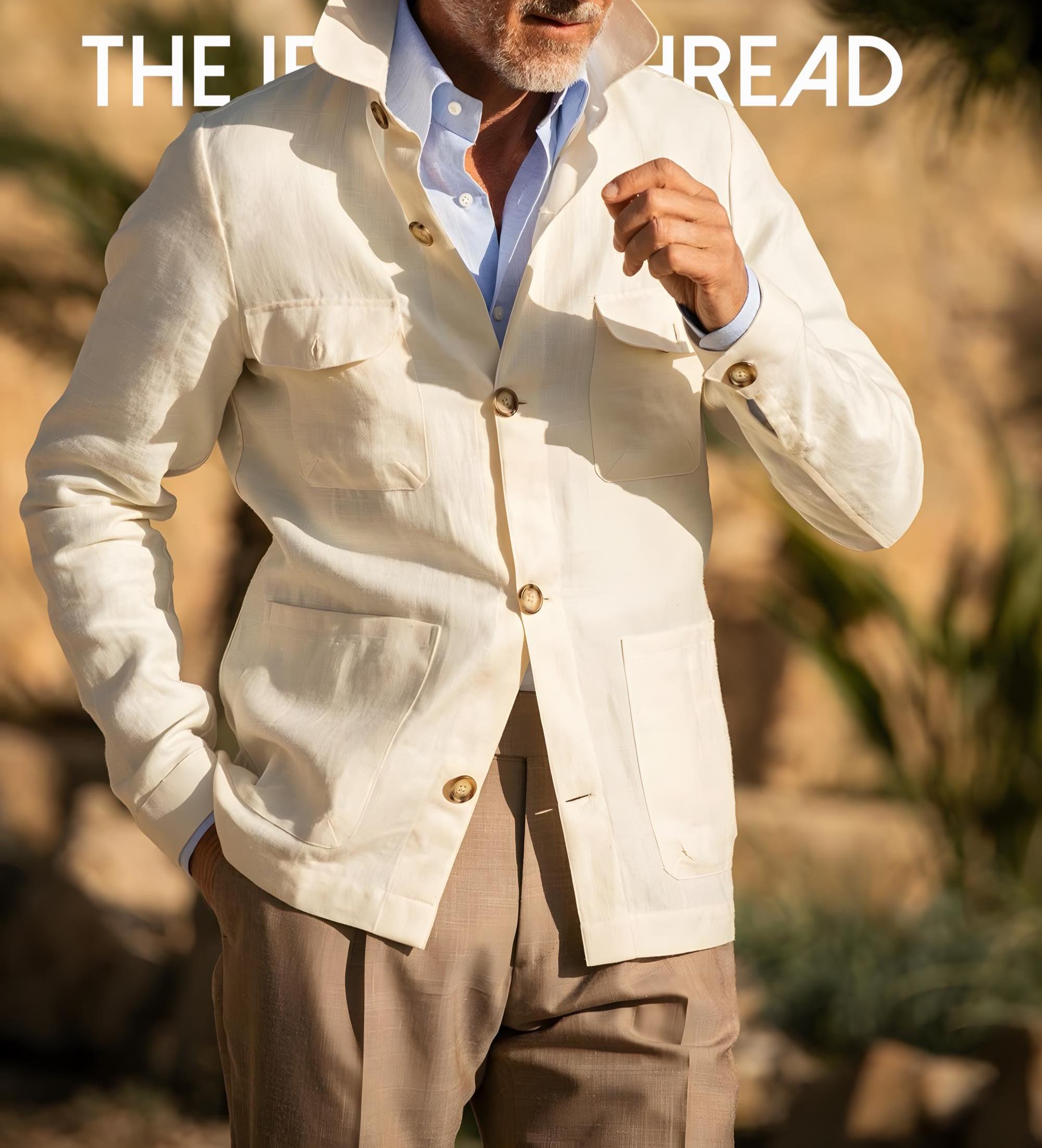 【BAON】[BAONHOUSE] Baba long safari jacket - Liner Jacket Safari Jacket White Color - بدون اسم Bedoonessm