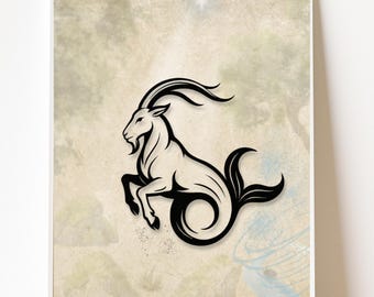 Capricorn Zodiac Art Print | Abstract Astrology Poster (Digital Download)
