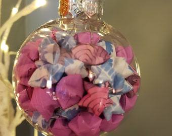 Pink, Blue, and White Origami Wishing Stars Ornament