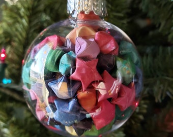 Origami Star Filled Globe Ornament MADE TO ORDER