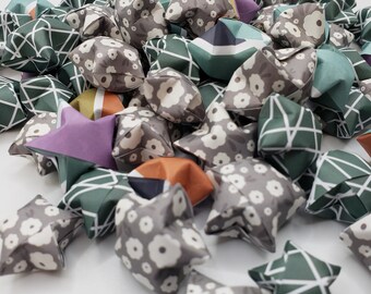 Gray and Muted Multicolor Reach for the Stars Origami Wishing Stars READY TO SHIP