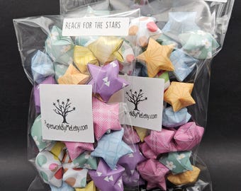 Hand-Folded Origami Wishing Stars: Inspirational Messages