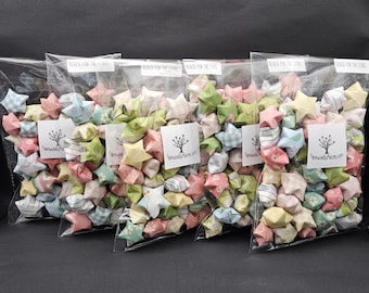 Hand-Folded Origami Wishing Stars: Inspirational Messages, Set of 50