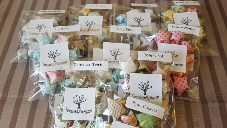 Bundle of 10 Sample Packs of Origami Wishing Stars with Quotes Inside MADE TO ORDER image 1