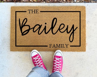 Custom Last Name Doormat - Outdoor Welcome Rug, Personalized Home Decor