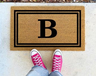 Monogram Letter Family Doormat Personalized Doormat with Initial