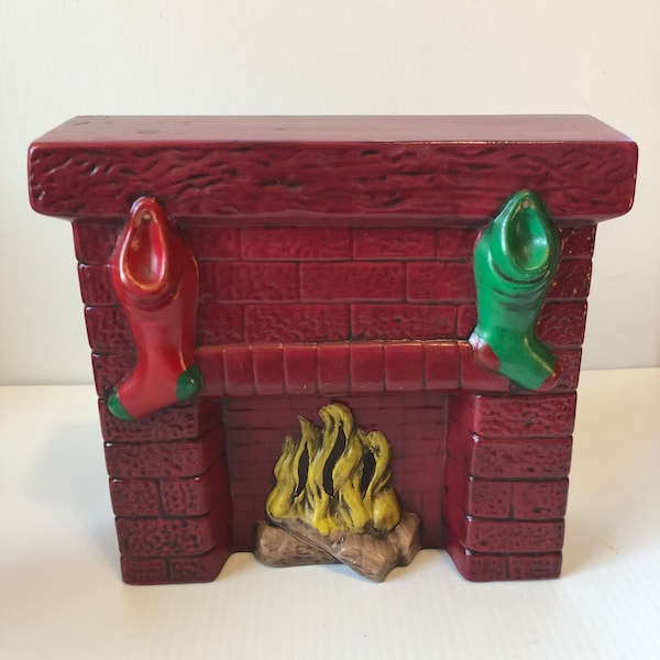 Vintage 1978 Holland Mold Fireplace The Stockings Were Hung Doll House Christmas Scene