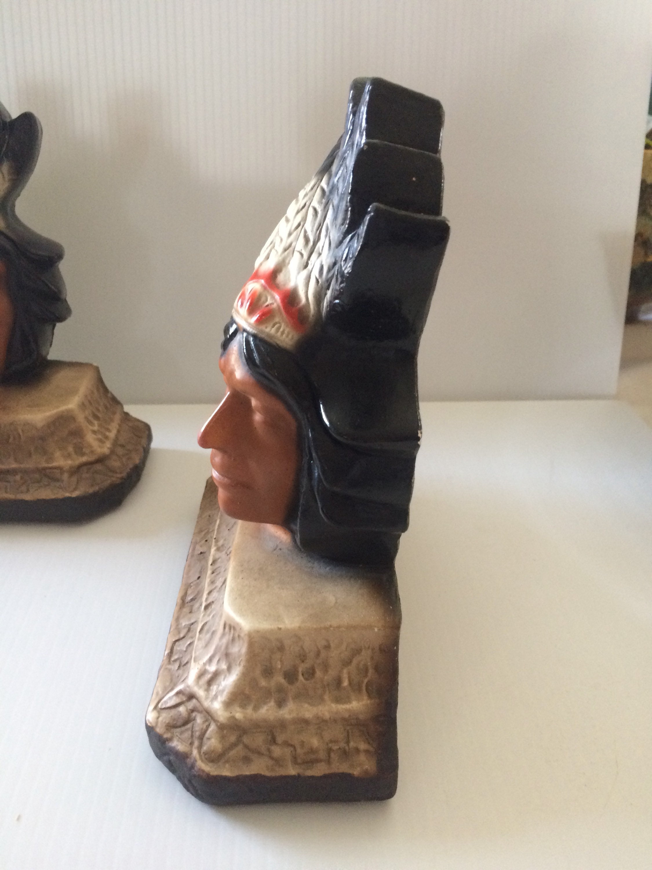 アンティーク雑貨 Indian Chief Chalkware Bookend Vintage Indian Chief Book Ends Chalkware - Etsy