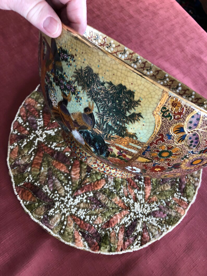 Vintage Satsuma Bowl Beautiful Colors Chinese 12in Punch Bowl Etsy