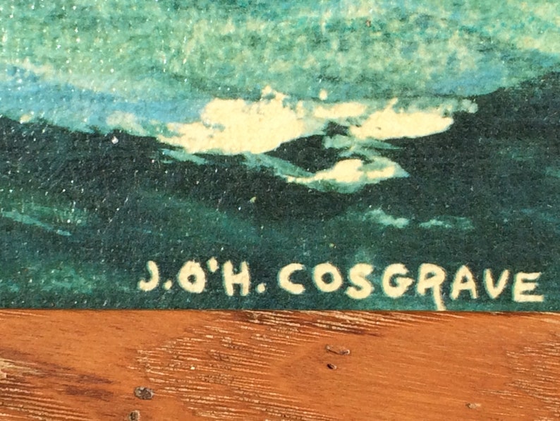 May include: A painting of a seascape with a white signature in the bottom right corner that reads "J. O'H. Cosgrave".