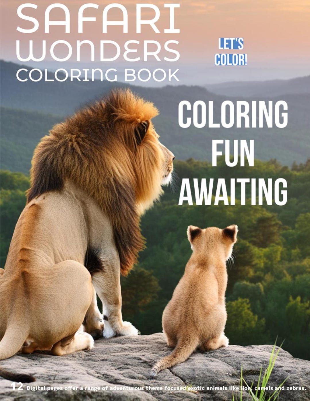 Safari Wonders Wildlife Coloring Pages and Use for Art Prints - Etsy