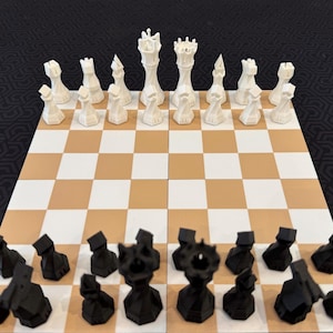 Compact Modular Chess Set | 3D Printed Storage Compartments with Sliding Lid Board | Chess Pieces Included