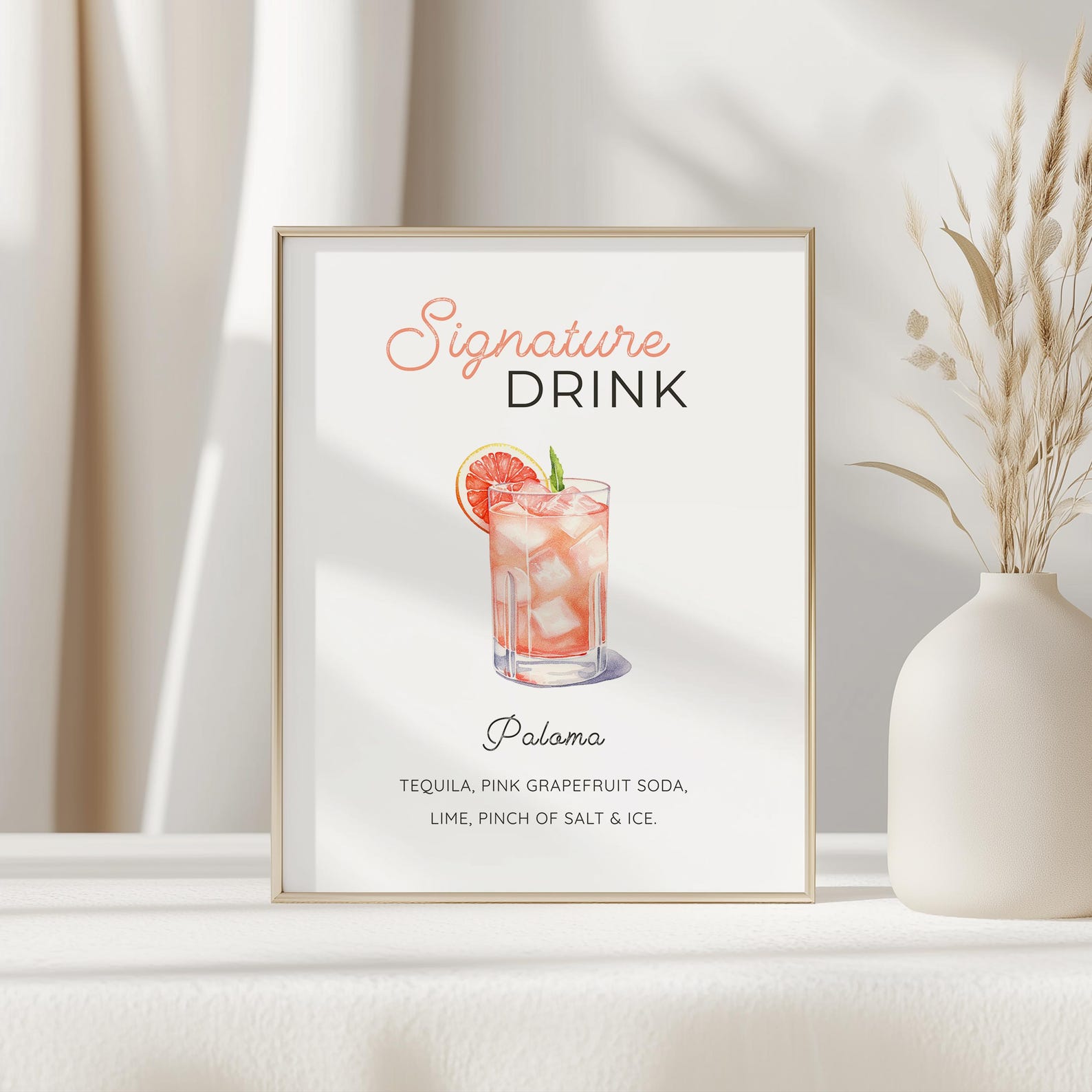 Paloma Cocktail Sign: Editable Bar Menu Template (digital Download 5x7 ...