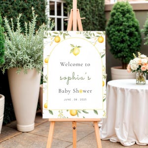 Editable Lemon Baby Shower Sign Citrus Lemon Welcome Sign Yellow Baby Shower Summer Baby Shower Decor Lemonade Baby Shower Poster, BA-S03