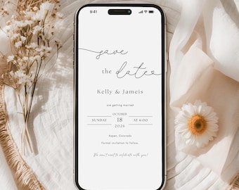 Wedding Invite: Editable Save the Date Template (Digital Download, 1080x1920 px / 1125x2436 px)