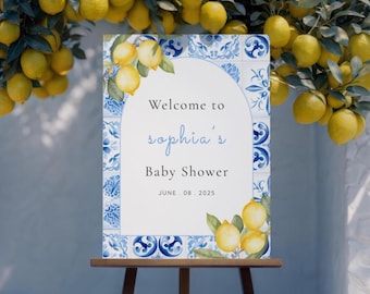 Lemon Baby Shower Welcome Sign: Editable Citrus Decor (Digital Download), BA-S09