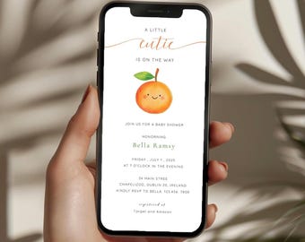 Citrus Baby Shower Evite Template, Little Cutie Theme (Digital Download)