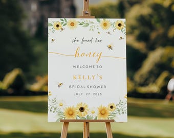 Sunflower Bridal Shower Welcome Sign: Bride-to-Bee Decor (Digital Download)
