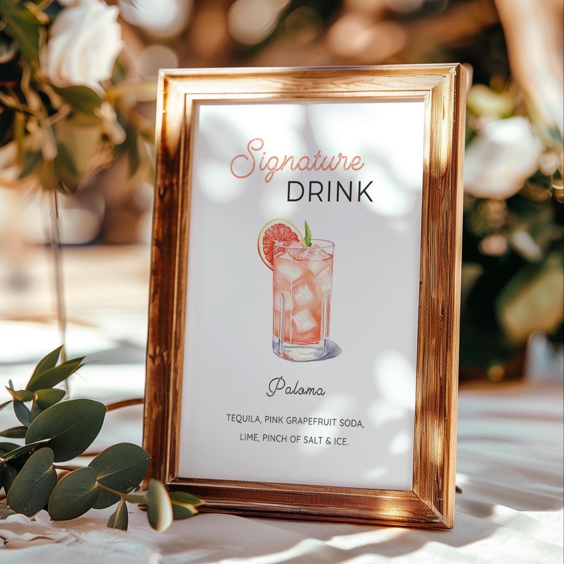 Paloma Cocktail Sign: Editable Bar Menu Template (digital Download 5x7 ...
