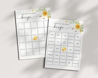 Juego de bingo para despedida de soltera "Miel de abejas": Tema "De novia a abeja" (Plantilla de Canva imprimible y editable)