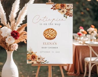 Cutie Pie Baby Shower Welcome Sign, Editable in Canva (Instant Download)
